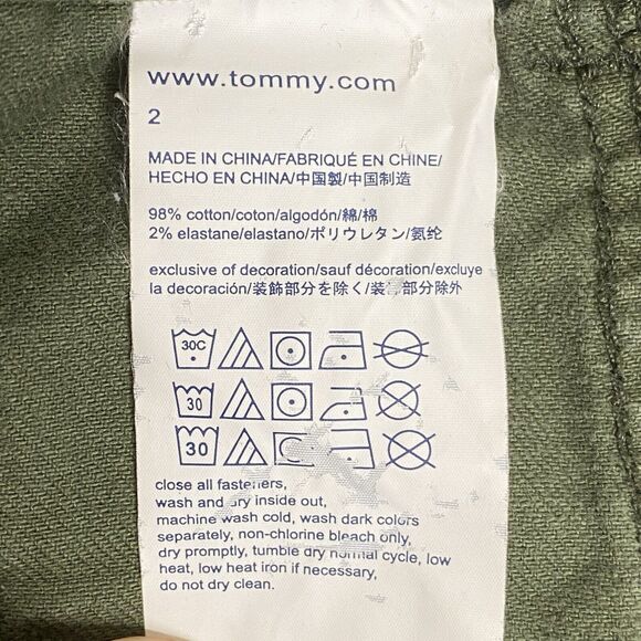 Tommy Hilfiger Button Front Denim Skirt Army Green Womens 2 Minimalist Utility - Picture 5 of 8